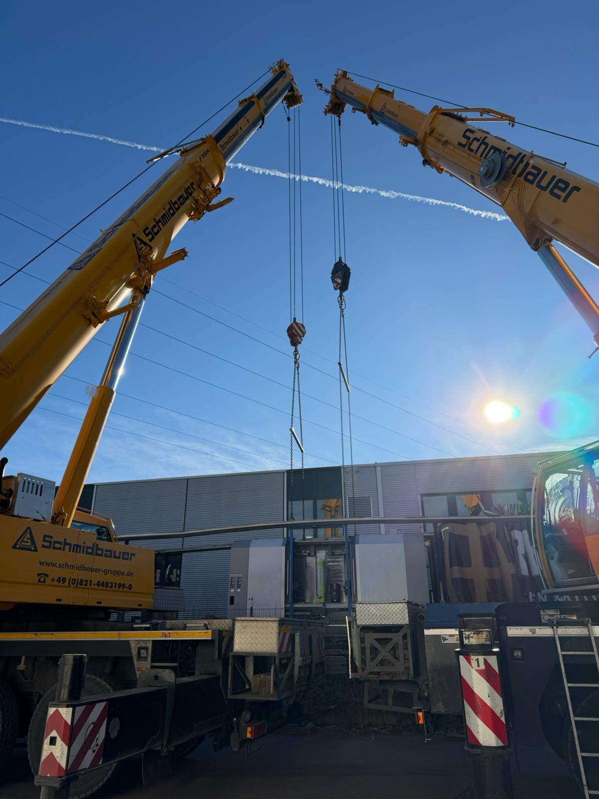 Schmidbauer dual crane during the clearance of an industrial site
