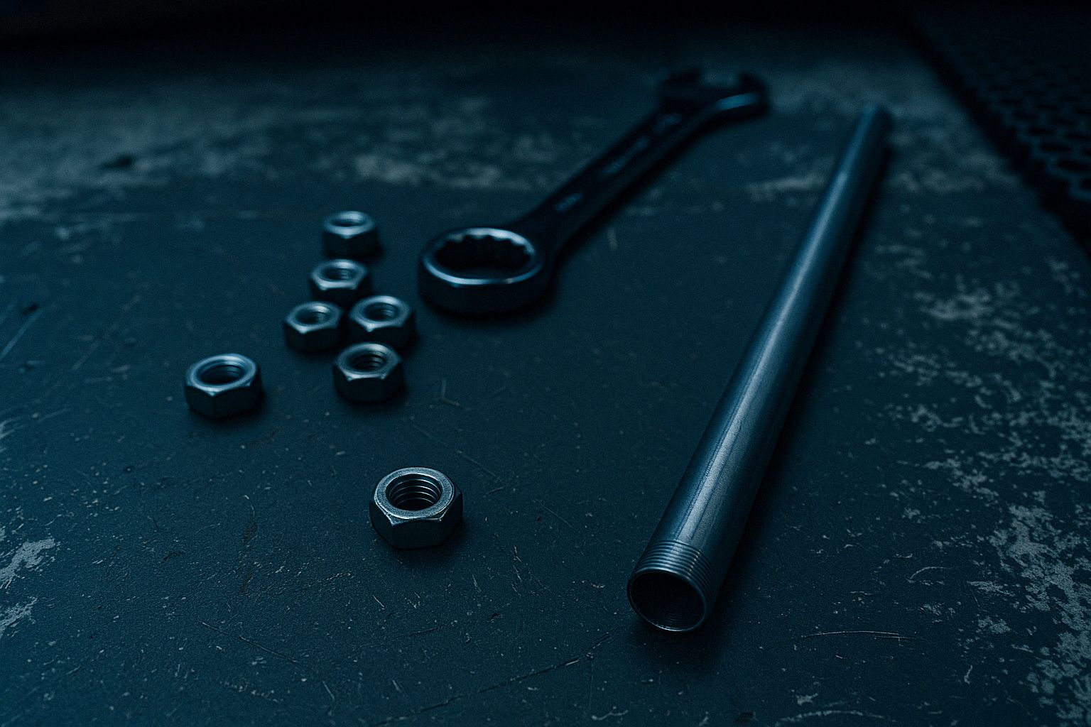 Workshop tools on the maintenance tray of a CNC installation