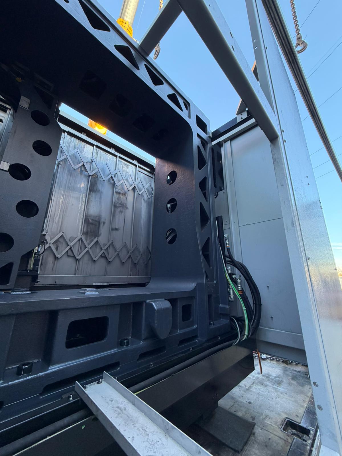 Machine bed of a CNC milling machine during disassembly